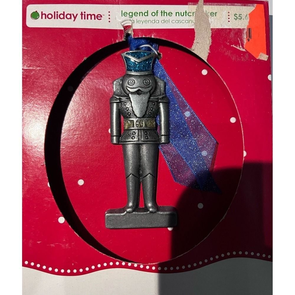 Holiday Time Nutcracker Christmas Ornament Blue Glitter Hat Silver Soldier NWT